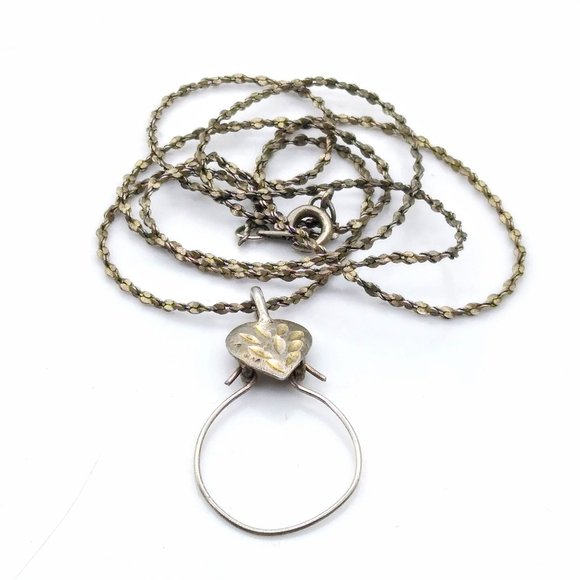 Vintage Charms Pendant on Long Delicate Silver Tone Margarita Chain, Diamond Cut - Picture 3 of 4